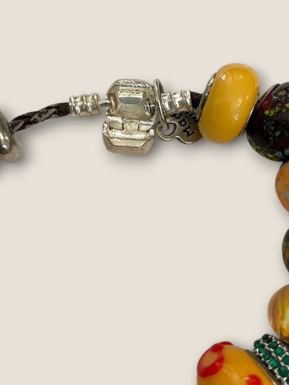 Handcrafted Beaded Charm Bracelet With Sterling Silver Clasp 7.5" Long Featuring - Picture 5 of 6
